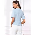 thumbnail image 3 of DARING DIVA Women's Tweed Top Round Neck Short Sleeve Pullover Blouse M Sky Blue, 3 of 6