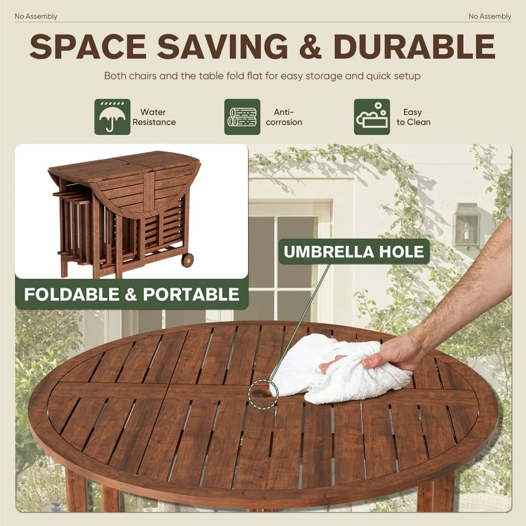 Homall Convertible Compact Furniture: Solid Wood Folding Dining