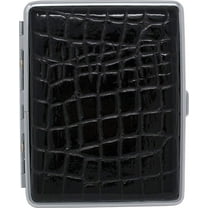 Black Faux Croco Leather Covered (Holds 20-100mm) Silver-tone Cigarette / Card Case QGM4999