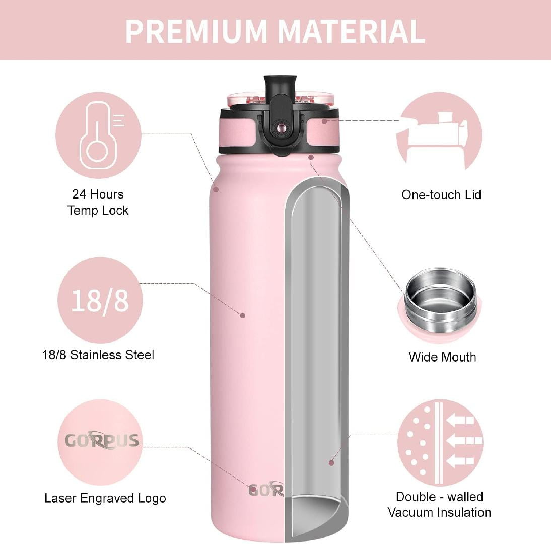 qbottle Insulated Water Bottles with Straw Lid – Stainless Steel Water  Bottle – Leak Proof Metal Water Bottle – No Sweat – Reusable – Onyx Black,  23.6