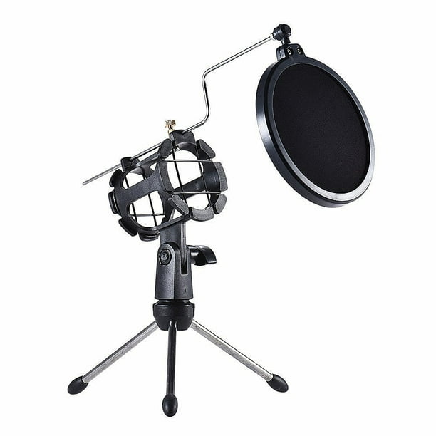 Microphone Tripod Stand Foldable Desktop Microphone Bracket with Shock