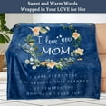thumbnail image 2 of Mom Blanket for Birthday from Daughter and Son, Super Soft, Warm and Comfy Blanket for Mother, I Love You Mom Blanket Flower Women Throw Blanket 60" x 50", Blue, 2 of 6
