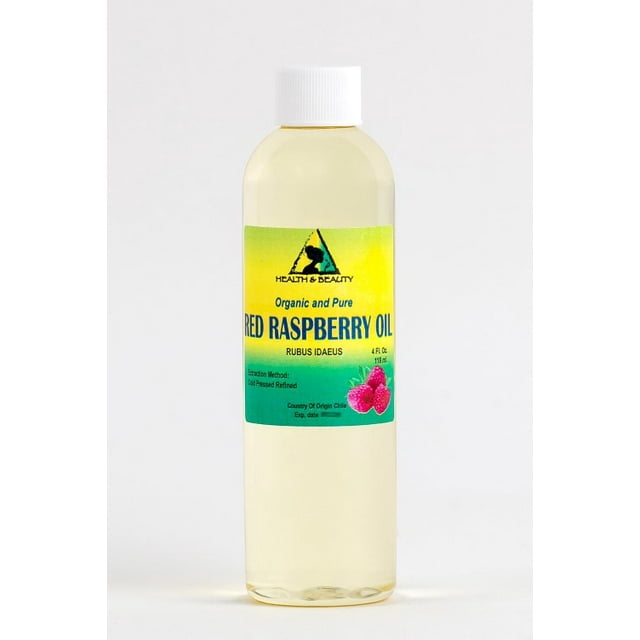 Huile de Graines de Framboise Rouge Raffinée Biologique, Support, Pressée à Froid, 100 % pure, 4 oz
