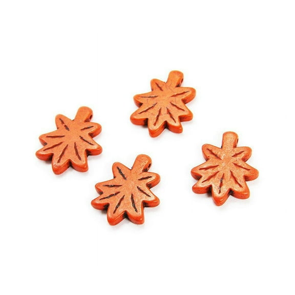 30x24mm Pack Of 4 Orange Carved Palm Leaf Beads Genuine Gemstone Natural Jewelry Making
