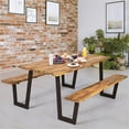 thumbnail image 4 of Pemberly Row Patented Picnic Table with 2 Benches 70'' Dining Table Yellow, 4 of 9