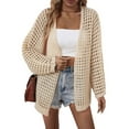 thumbnail image 2 of Women'S 2025 Crochet Light-Weight Cardigan Short Sleeve Boho Open Front Sweater Tops Apricot M, 2 of 9