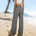 thumbnail image 6 of Womens Wide Leg Gingham Pants Summer Casual Boho Pants Elastic High Waist Long Pants Plaid Palazzo Loose Pants Checkered Full Length Lounge Bottoms with Pockets, 6 of 7