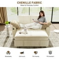 thumbnail image 5 of BedLuxury 59" Sleeper Loveseat With Pull Out Bed, Corduroy Sofa Bed With USB Charging for Small Spaces, Chenille Beige, 5 of 9