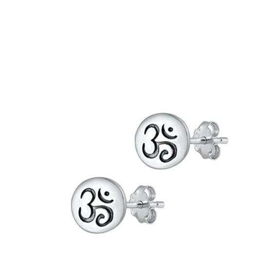 Sterling Silver Om Symbol Minimalist Earrings 925 New Jewelry Female Unisex