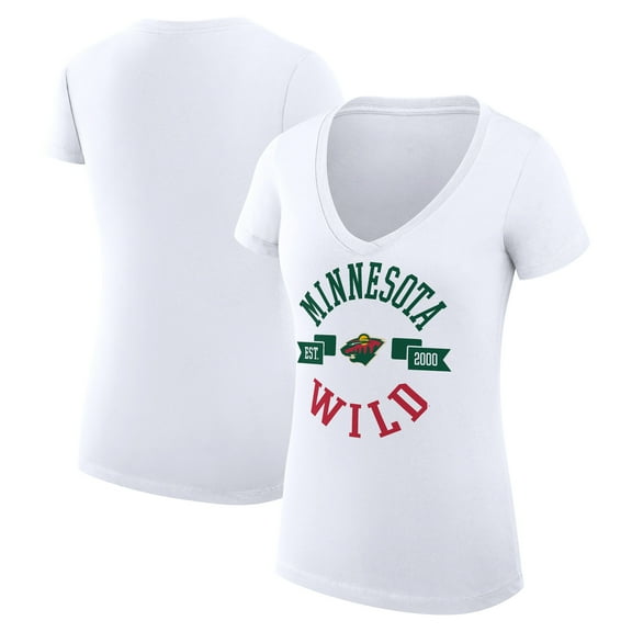Women's G-III 4Her by Carl Banks White Minnesota Wild Super-Slim Fit Lightweight City Graphic V-Neck T-Shirt
