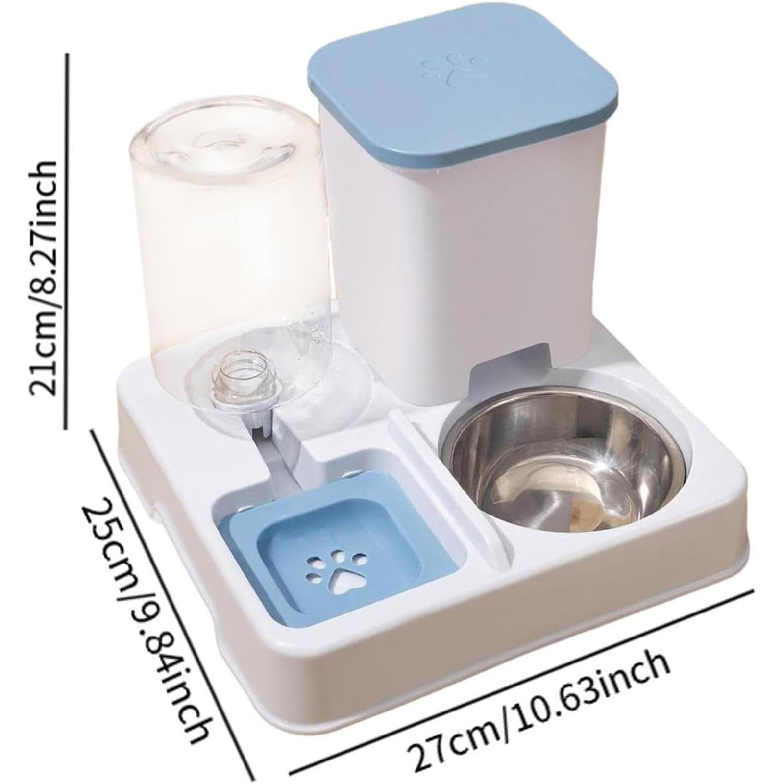 Automatic Pet Feeder and Water Dispenser, Gravity Feeding with Stainless Steel Bowl and Automatic Water Bottle for Small Medium Dogs and Cats