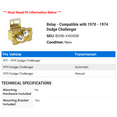 thumbnail image 2 of Relay - Compatible with 1970 - 1974 Dodge Challenger 1971 1972 1973, 2 of 2