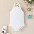 thumbnail image 6 of Douhoow 3 Pack Baby Girl Ribbed Rompers Summer Spaghetti Strap Back Cross Bodysuits 0-24 Months, 6 of 9