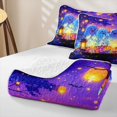 thumbnail image 4 of Homewish Cartoon Halloween Ghost Quilt King,Candy Lantern Pumpkin Print King Coverlet Set,Purple Teal Orange,3-Piece, 4 of 7