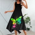 thumbnail image 2 of TSADFHJI Jupe en Dentelle Maxi Mode Printemps et Été Imprimé Rétro Ourlet Irrégulier Col Rond Sans Manches avec Poches Robe Décontractée m Noir, 2 of 4