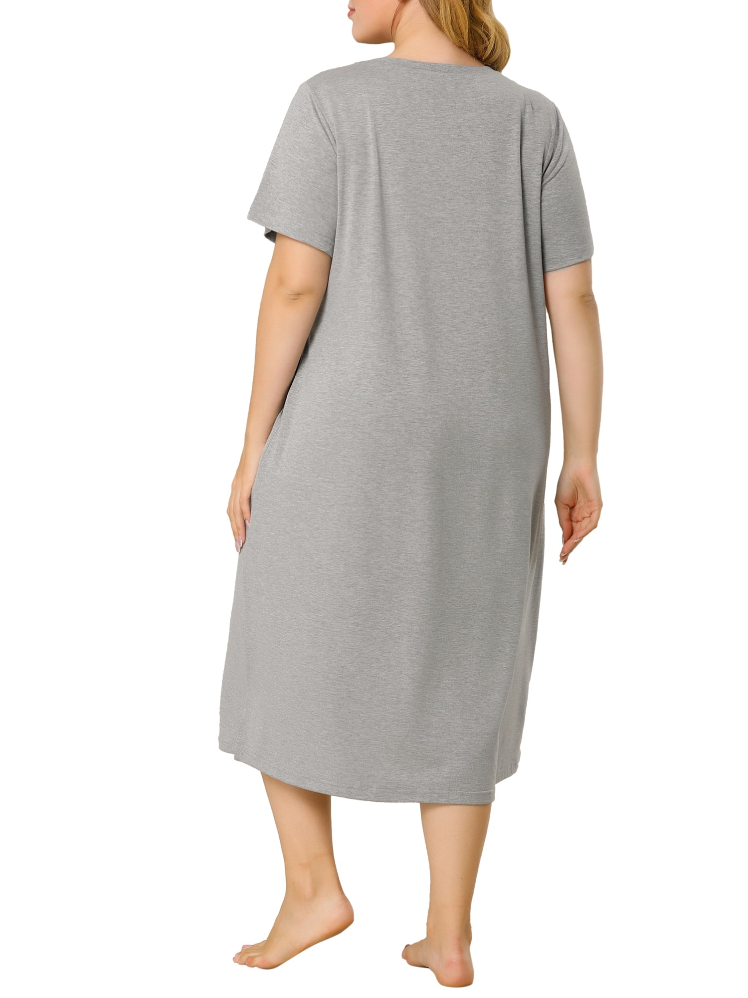 Unique Bargains Women's Plus Nightgown Short Sleeve Cat Print Nightshirt