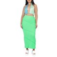 thumbnail image 3 of Txlixc Falda larga estirada de cintura alta con falda de lechuga de color sólido Txlixc moda, 3 of 6