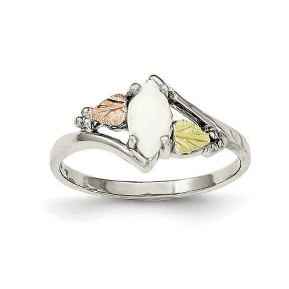 Sterling Silver & 12k Created Opal Ring Size 6