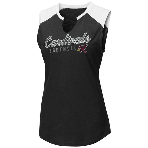 Women's Majestic Black/White Arizona Cardinals V-Notch Muscle Tank Top