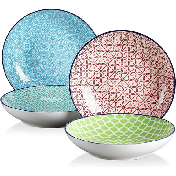 vancasso, Series Macaron, 4-Piece Porcelain Soup Bowl Set, Colourful Dinner Set, 8.5 inch