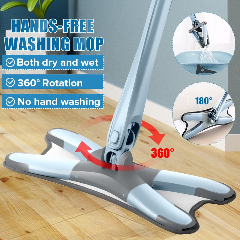 360° XType Microfiber Mop, Hands Free Washing Mop SelfWringing Flat