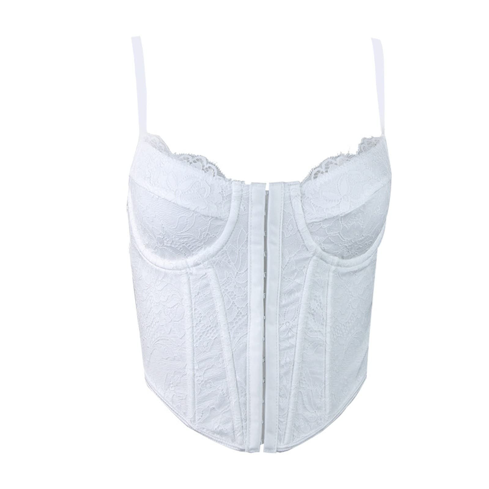 ssyyx Women's Lace Corset Tops Sexy Spaghetti Strap Crop Bustier Top Summer  Mesh Vintage Boned Going Out Party Cami Tops, White, Medium : :  Clothing, Shoes & Accessories