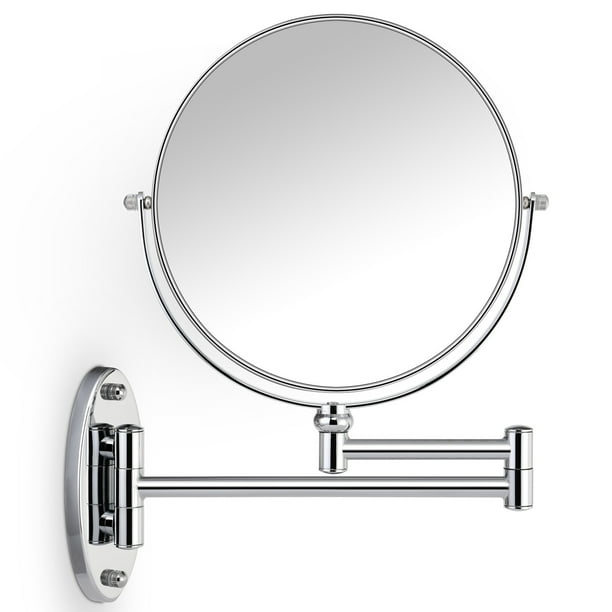 Miusco 7x Extendable Magnifying Wall Mounted Makeup Face Mirrors Round Chrome 8 Inch Com Miusco 7x Extendable Magnifying Wall, Extendable Magnifying Mirror