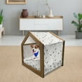 thumbnail image 3 of Dog Lover Pet House, Paw Print Bones and Dog Silhouettes American Foxhound Breed Playful Pattern, Outdoor & Indoor Portable Dog Kennel with Pillow and Cover, 5 Sizes, Umber Beige Grey, by Ambesonne, 3 of 5