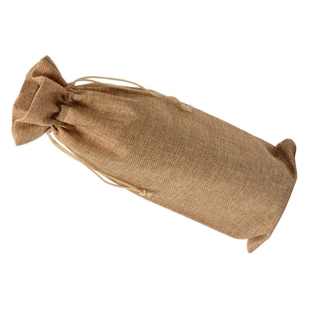Yuarrent Bolsas de lino para botellas de vino de 15x35cm, con cordón, a prueba de polvo, para de comedor, para bebidas, funda para polvo, Almacenamiento y organización del hogar Lino oscuro