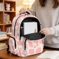 thumbnail image 4 of SCRAWLGOD Cow Print White Pink Kids Backpacks for Boys Girls, Bookbag with Multi Pockets for Preschool Elementary Middle School, Lightweight 17 Inch Backpacks, 4 of 7