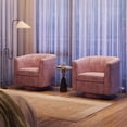 thumbnail image 3 of LINSY HOME Swivel Accent Chair with Ottoman, Velvet Barrel Chair for Living Room, Pink, 3 of 8