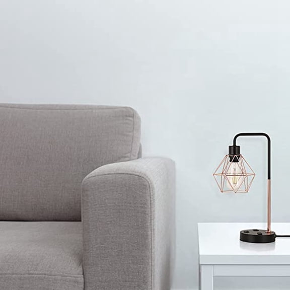 Diamond Rose Gold Usb Desk Lamp with Dual Usb Charging Ports