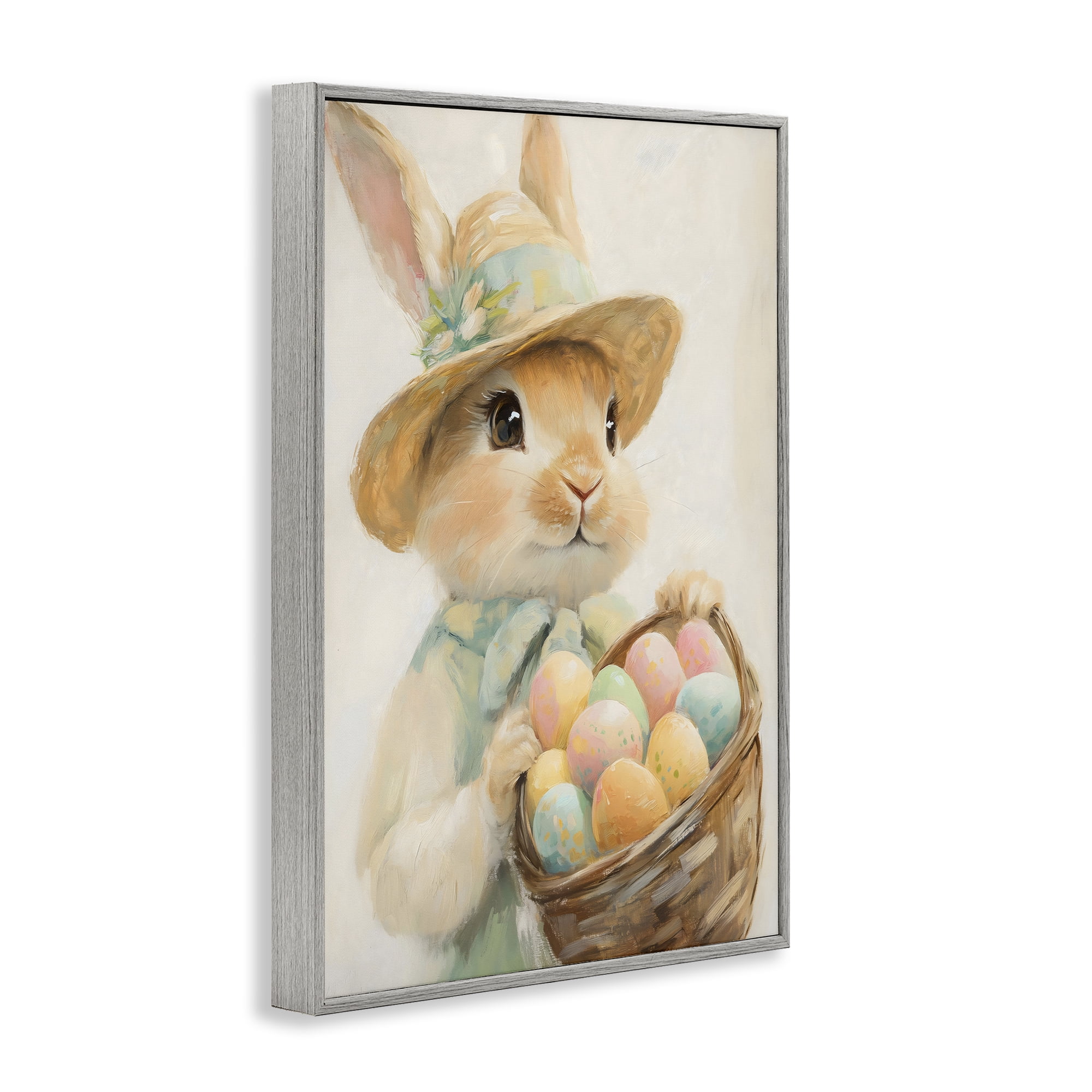 Stupell Industries Easter Egg Basket Rabbit Gray Framed Giclee Art, design by The Prints Vibe