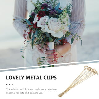 10pcs] Floral Card Holder Stick Greeting Round Love Shaped Circle Art Metal  Florist Bouquet Cake Hard Long Bunga Kad