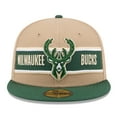 thumbnail image 2 of Men's New Era Tan/Hunter Green Milwaukee Bucks 2024 NBA Draft 59FIFTY Fitted Hat, 2 of 6