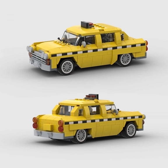 MOC Checker Cab Speed Champions Race Car Yellow TAXI Building Blocks Educational Bricks Toy Boys Birthday Gifts For Children DIY