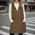 thumbnail image 5 of shqvo Women Long Vest Solid Color Sleeveless Hood Puffer Vest Zip up Winter Puffer Vest Outwear with Pockets Casual Lightweight Vest Coat, 5 of 7