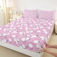 thumbnail image 3 of Homewish Romantic Rose Queen Sheet Sets,Cute Cartoon Flower Flat Sheet,Pink White Queen Fitted Sheet For Girl Teens,Ultra Soft Home Decor,4pcs, 3 of 7