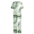 thumbnail image 4 of Atogsazn Summer Lounge Sets for Women Plain Short Sleeve Blouse Wide Leg Pants Cotton Linen 2 Piece Casual Beach Outfits Green XXXXL on Clearance, 4 of 5