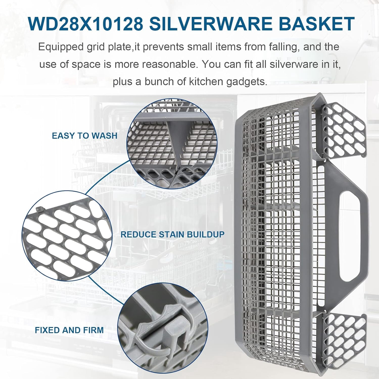 WD28X10128 Dishwasher Silverware Basket Gray By DanYee Replacement (19.7"x3.8"x8.4") for G -E Dishwasher, Replace WD28X10127, WD28X10131, WD28X10132