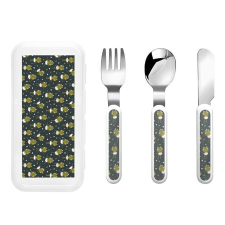 

Salouo Ballerina Frogs Pattern 3 Pieces Toddler Utensils Kids Silverware Set Stainless Steel Utensils for Kids Children Safe Spoons Forks & Knife Dishwasher Safe