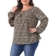 thumbnail image 4 of Blusas Casuales de Mujer Plus Size Agnes Orinda con Cuello Redondo, Manga Larga, Puños Elásticos y Estampado Floral Ditsy 2X Negro Beige, 4 of 5