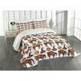 thumbnail image 3 of Ambesonne Halloween Quilted Bedspread Set 3 Pcs, Pumpkin Witch Hat Cat, Queen Size, Brown Orange Green, 3 of 5