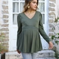 thumbnail image 4 of Maternity Shirts Women's V Neck Floral Maternity Tops Smocked Ruffle Hem Tunic Blouse For Women, 4 of 5
