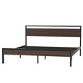 thumbnail image 3 of Aukfa King Size Metal Platform Bed Frame with Wooden Headboard Footboard, Black, 3 of 8