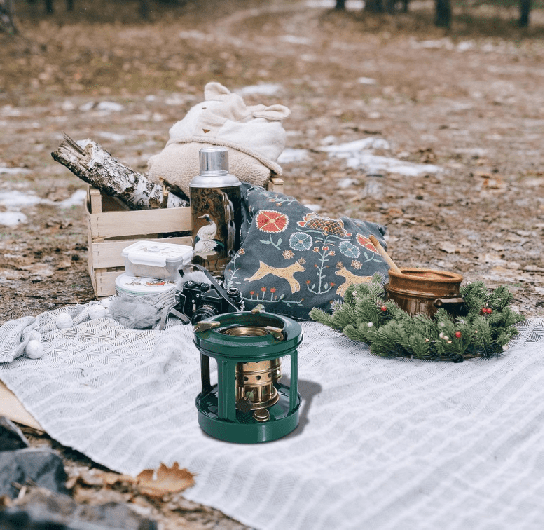 Jiangai Camping Picnic Burner Furnace Efficient Portable Camping Stove Backpacking Oil Stoves Cooker Cookware Handy Outdoor Portable Kerosene Stove 7.1"Lx7.4"Wx8.1"H(Round) Camping & Hiking