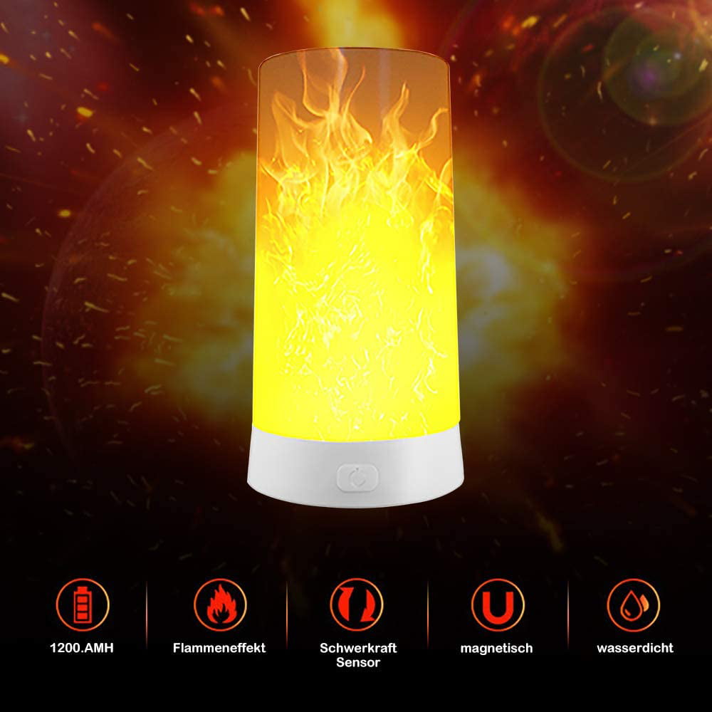 Veidoo Magnetic LED Flame Effect Light Table Lamp USB Rechargeable Upside Down Portable Antique Lantern for Christmas Bar Hotel Restaurants Decorations 
