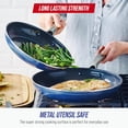 thumbnail image 6 of 12" Nonstick Frying Pan with Lid, Diamond Infused Ceramic Skillet, Dishwasher & Oven Safe, Stay Cool Handle, Durable Non Toxic Metal Utensil Safe, Glass Lid, Blue, 6 of 10
