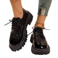 thumbnail image 5 of Wingtip Brogue Lace Up Platform Oxford Shoes for Women Round Toe Thick Lug Sole Retro Preppy Style Casual Walking Shoes, 5 of 5