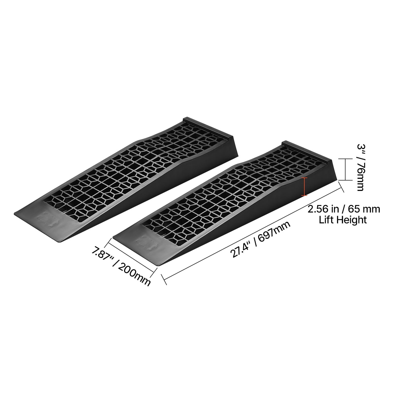 VEVOR Car Ramps, 2 PCS 20000 lbs GVW Capacity, 2.56 in Lift Height, Portable Low Profile Car Service Ramps for Home Garage Maintenance & Oil Changes, Heavy Duty for Low Chassis Vehicle & Support Jack